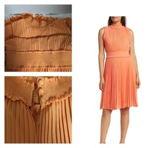 Nanette Lepore Accordian pleated melon Cocktail dress sz 14 NEW